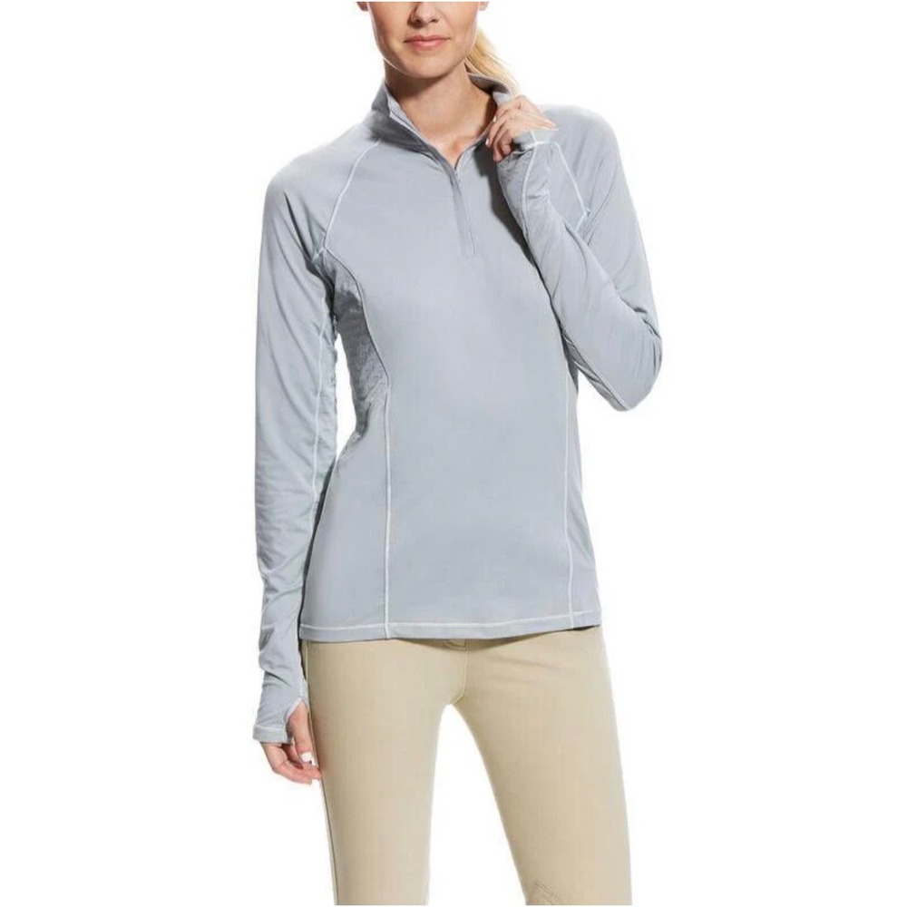 ARIAT TEK Women's Baselayer Top Quarter Zip Horse Equestrian Cold Series Gray XL